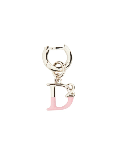 Shop Dsquared2 Monogram Charm Drop Earring In Silver