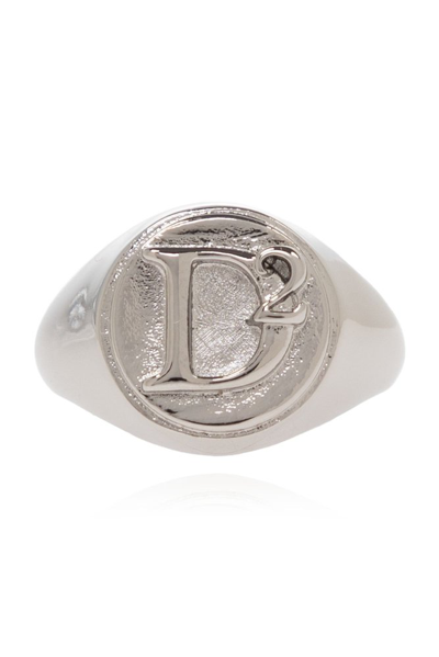 Shop Dsquared2 Logo Embossed Ring In Silver