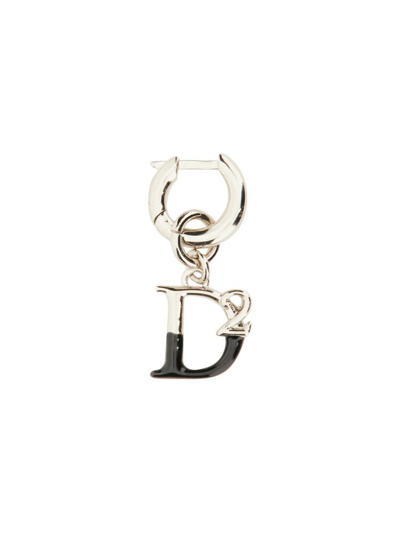 Shop Dsquared2 Monogram Charm Drop Earring In Silver