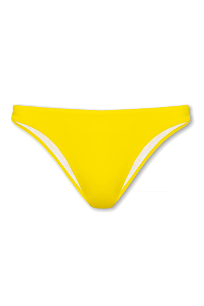 Shop Dsquared2 Logo Printed Bikini Bottom In Yellow