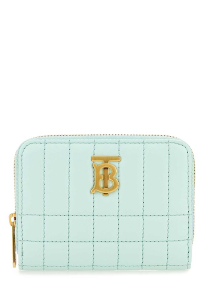 Shop Burberry Lola Logo Plaque Quilted Wallet In Blue