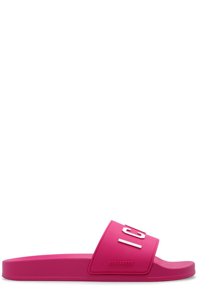 Shop Dsquared2 Logo Embossed Slides In Pink