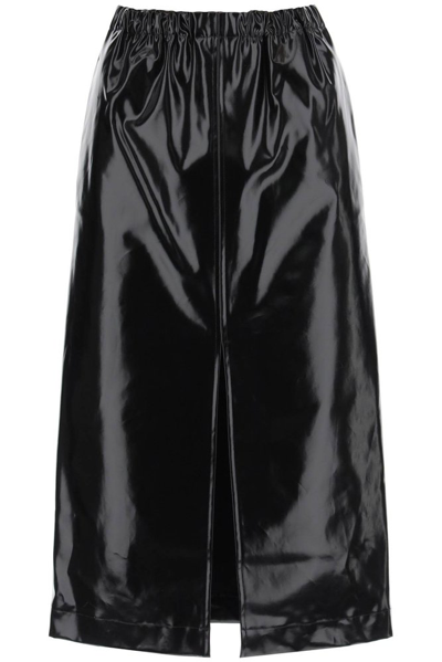 Shop Maison Margiela Midirock Front Slit Skirt In Black