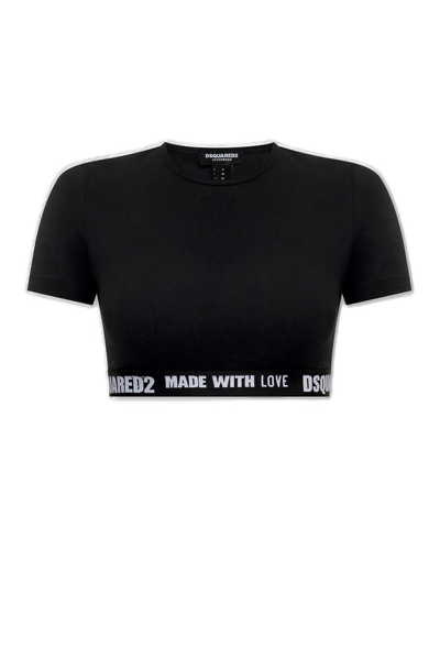 Shop Dsquared2 Logo Printed Cropped T In Black