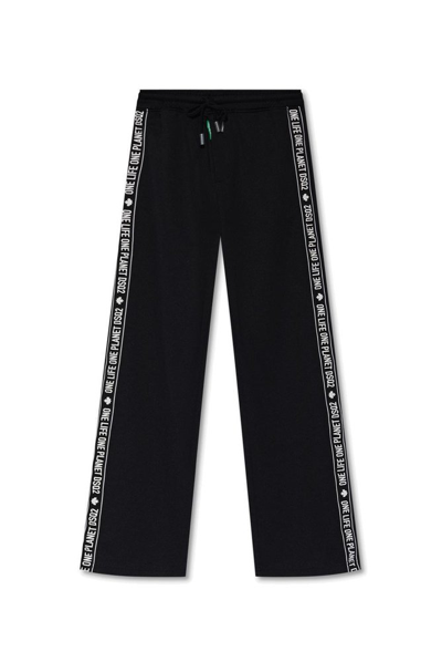 Shop Dsquared2 Side Stripe Printed Straight Leg Sweatpants In Black