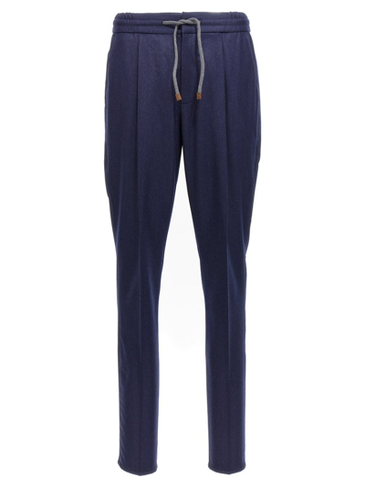 Shop Brunello Cucinelli Drawstring Tailored Trousers In Blue