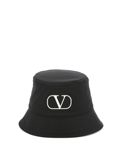 Shop Valentino Logo Embroidered Bucket Hat In Black