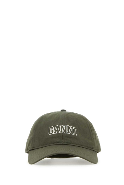 Shop Ganni Logo In Green