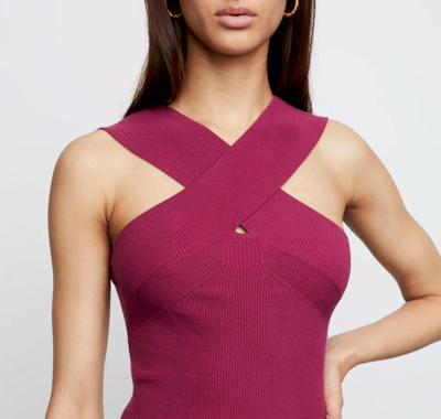 Shop Bailey44 Edith Sculpted Cold Shoulder Ribbed Knit Dress In Ruby In Pink