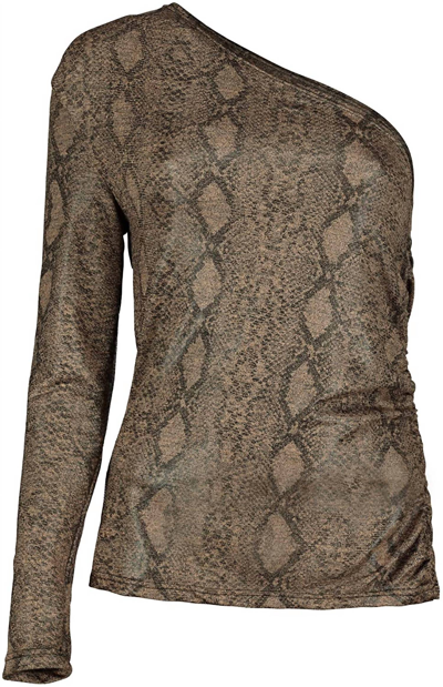 Bishop + Young Snake One Shoulder Top In Bronze In Gold
