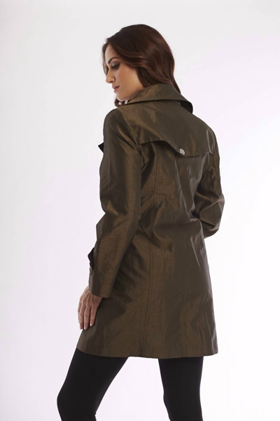 Angel Metallic Double Breasted Rain Jacket In Bronze In Gold