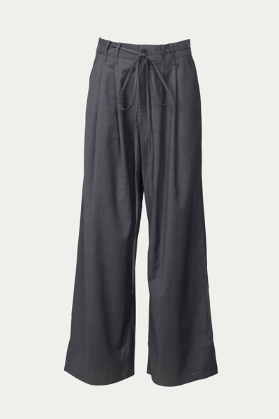 Shop Gentle Herd Wide-leg Belted Wool-blend Trousers In Smoke In Grey