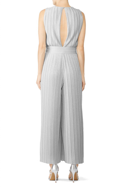 Saylor Kori Jumpsuit In Metallic Print Silver In Multi