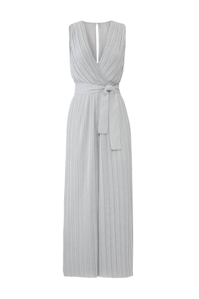 Saylor Kori Jumpsuit In Metallic Print Silver In Multi