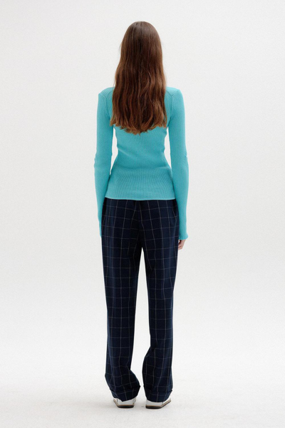 Shop Eenk Solly Ribbed Knit Pullover In Sky Blue