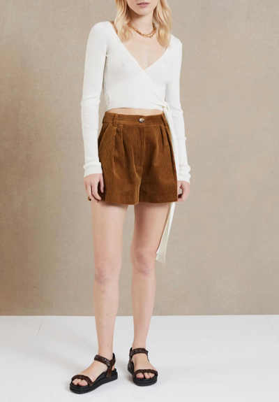 BEC & BRIDGE FREYA WRAP LONG SLEEVE KNIT TOP IN IVORY 