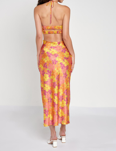 Shop Another Girl Recycled Satin Cutout Maxi Dress In Multi Print