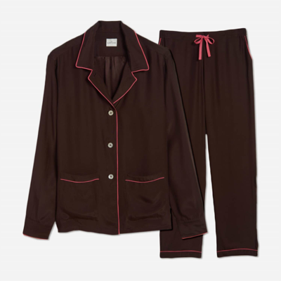 The Sleep Code Ayla Washable Silk Pj Set In Tree In Multi