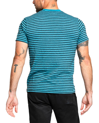 Shop Sol Angeles Charcoal Stripe Crew Shirt In Blue