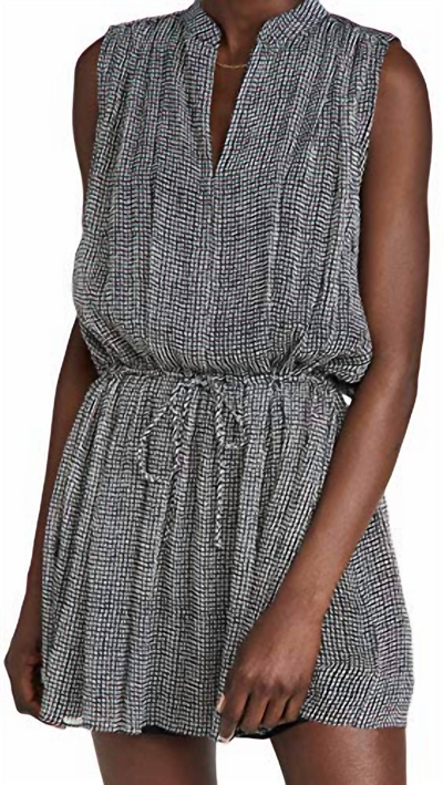 Rag & Bone Carly Geometric Print Sleeveless Gathered Waist Mini Dress In Black White