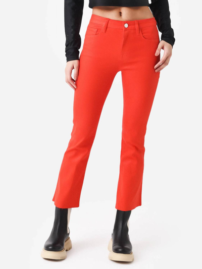 Shop Frame Le Crop Mini Boot Coated Jean In Bright Red In White