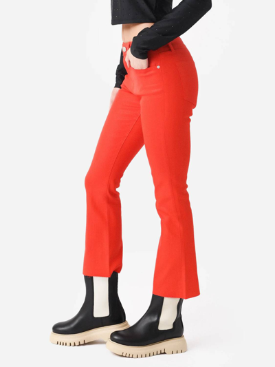 Shop Frame Le Crop Mini Boot Coated Jean In Bright Red In White