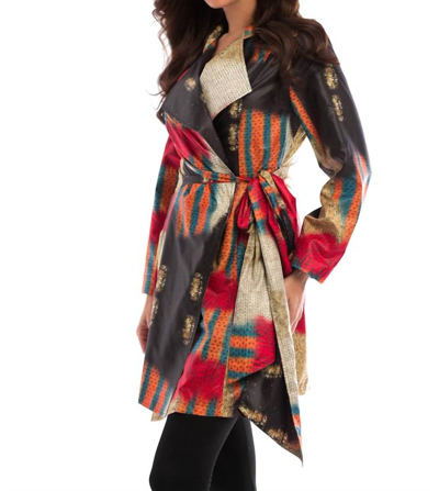 Shop Angel Sunset Belted Collard Rain Jacket In Gold Multi