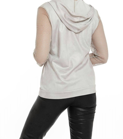 Angel Netted Sleeve Microfiber Hoodie Jacket In Gray In Grey