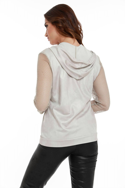 Angel Netted Sleeve Microfiber Hoodie Jacket In Gray In Grey