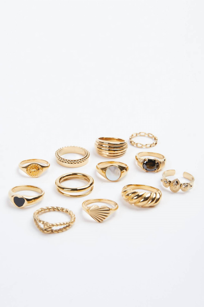 Bazou Retro Ring Set In Gold