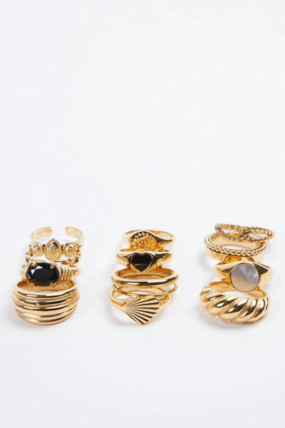 Bazou Retro Ring Set In Gold