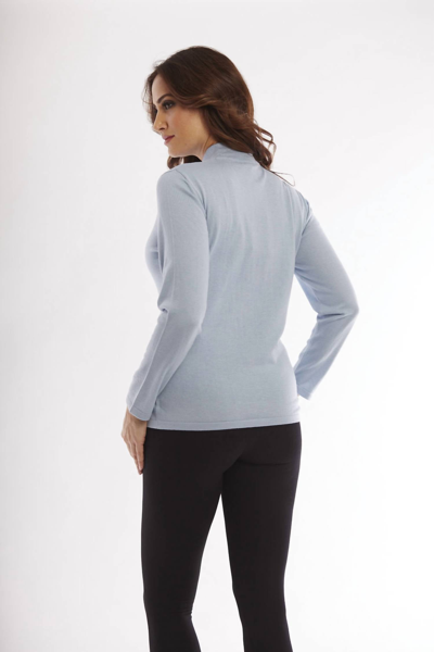 Angel Long Sleeve Mock Neck  Pullover In Sky Blue