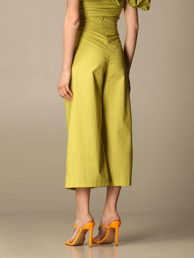 Pinko Teso Cotton Crop Trouser In Lime In Green