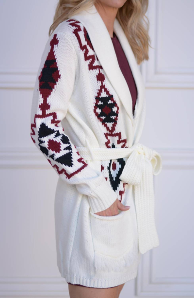 Shop Bishop + Young Aztec Cardigan In Ivory In Multi