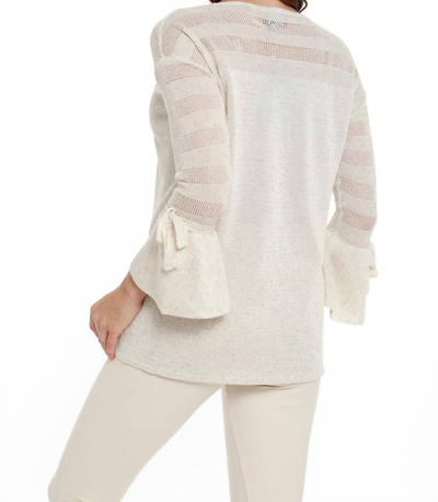 Angel Linen Lace Tie Bell Sleeve Top In Sand In Beige