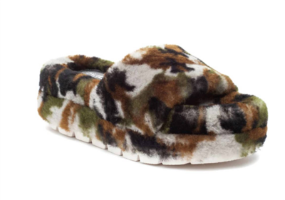 Shop J/slides Bryce Shearling Slippers In Camo In Multi