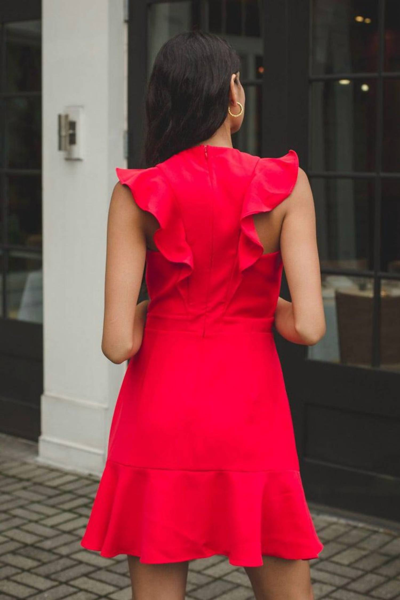 Shop Adelyn Rae Hannah Crepe Mini Dress In Red