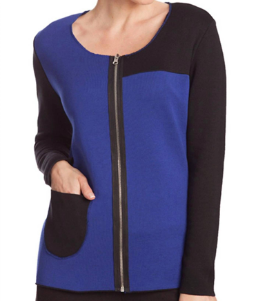Angel Stitch Detail Reversible Cardigan In Black/cobalt In Multi