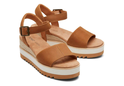 Shop Toms Diana Wedge In Tan Leather In Brown