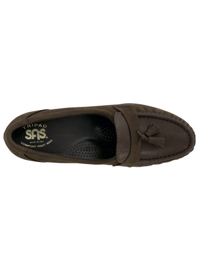 Sas Taylor Slip On Wedge - Medium In Brown Turf In Multi
