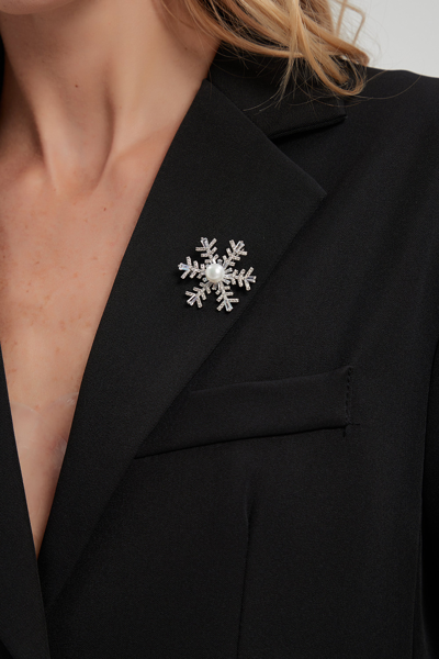Classicharms Pave And Freshwater Pearl Snowflake Multi Way Brooch Pendant In Silver