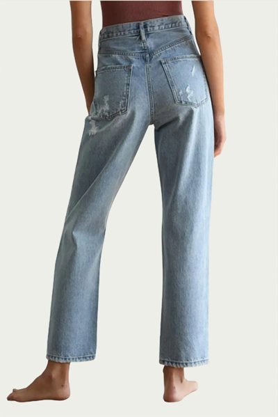 Shop By Together Distressed Straight-leg Jeans In Blue