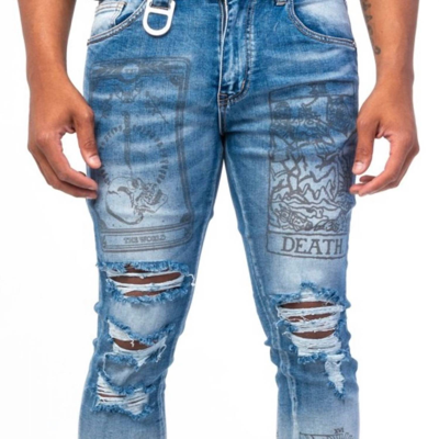 Gala Men's Prophetic Printed Denim In Blue In Blue