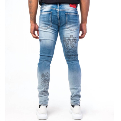 Gala Men's Prophetic Printed Denim In Blue In Blue