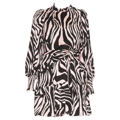 Shop Diane Von Furstenberg Kali Long Sleeve Mini Dress Zebra Bark Giant Misty Pink In Multi