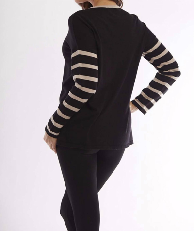 Angel Wood Button Smiley Face Pullover In Black/stone In Black