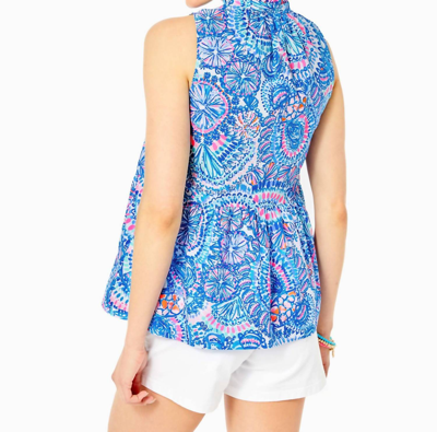 Shop Lilly Pulitzer Novella Ruffle Top In Blue Grotto Commotion In The Ocean In Multi