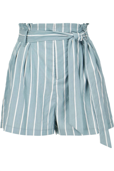 Bishop + Young Striped Paper Bag Short In Mist Blue/white In Multi
