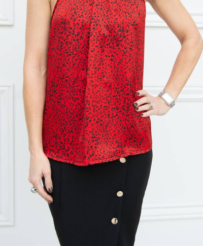 Bishop + Young Tie Neck Top In Red Leopard In Red