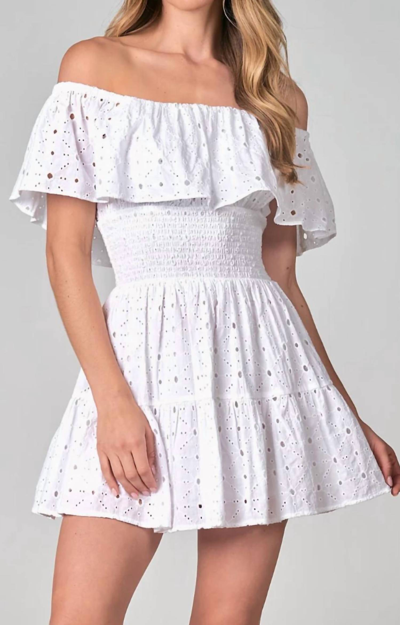 Shop Elan Eyelet Ruffle Mini Dress In White